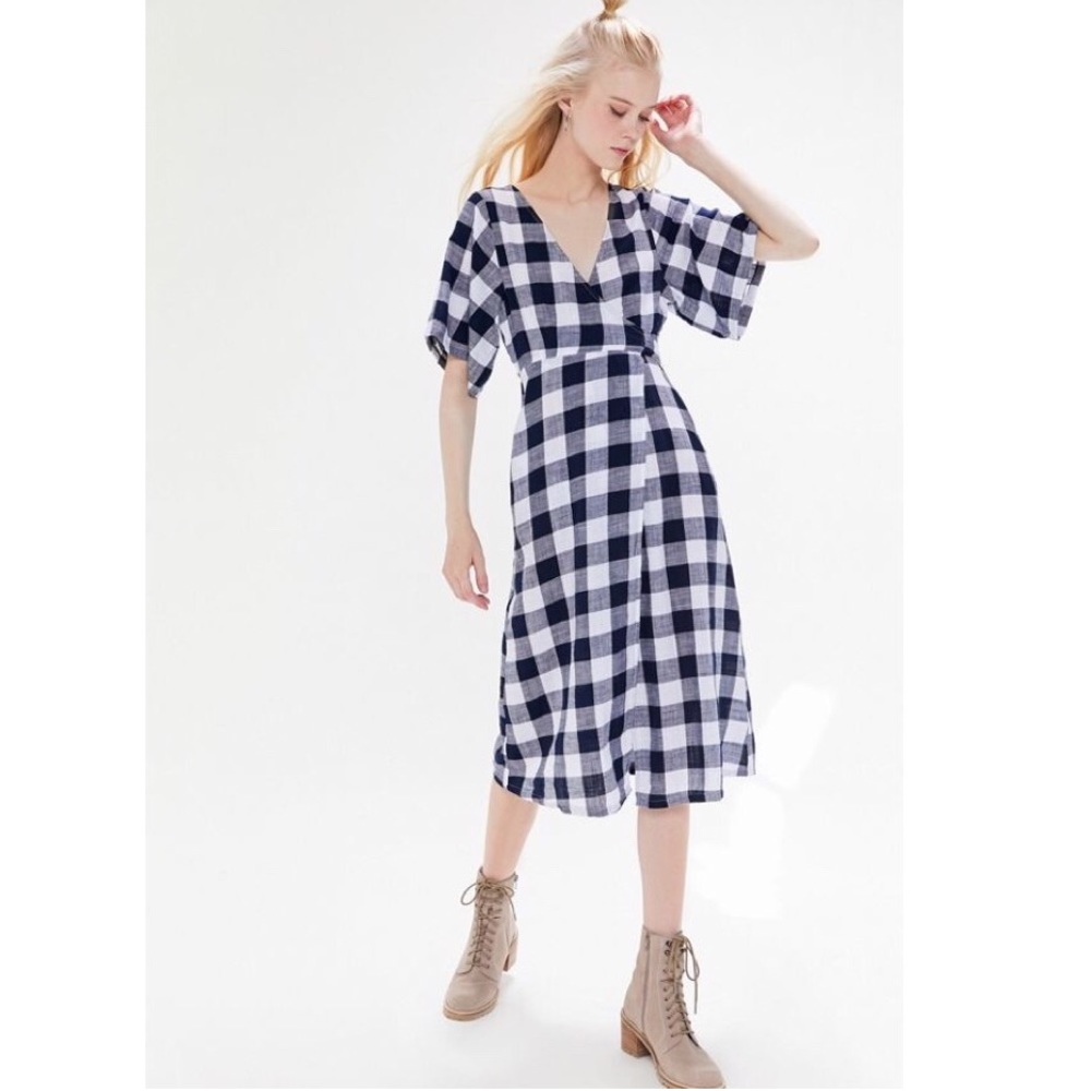 UO Kayla Surplice Wrap Midi Dress